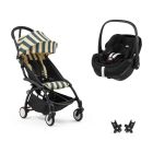 Poussette duo YOYO 3 pack 6+ et siège auto Pebble 360 Pro² - Chassis noir - Monaco