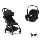 Poussette duo YOYO 3 pack 6+ et siège auto Pebble 360 Pro² - Chassis noir - Noir