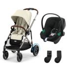 Poussette duo e-Gazelle S Seashell Beige + Siège auto Aton B2 i-Size