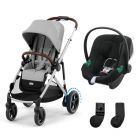Poussette duo e-Gazelle S Stone Grey + Siège auto Aton B2 i-Size