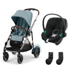 Poussette duo e-Gazelle S Stormy Blue + Siège auto Aton B2 i-Size