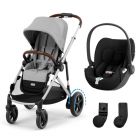 Poussette duo e-Gazelle S Stone Grey + Siège auto Cloud T i-Size
