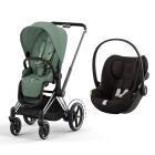 Poussette duo e-Priam 2 Leaf Green châssis Chrome Black + Cloud G i-Size