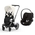 Poussette duo e-Priam 2 Off White châssis Chrome Black + Cloud G i-Size
