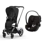 Poussette duo e-Priam 2 Sepia Black châssis Chrome Black + Cloud G i-Size