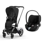Poussette duo e-Priam 2 Sepia Black châssis Chrome Black + Cloud T i-Size