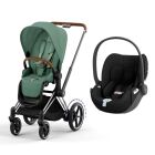 Poussette duo e-Priam 2 Leaf Green châssis Chrome Brown + Cloud T i-Size