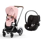 Poussette duo e-Priam 2 Peach Pink châssis Chrome Brown + Cloud G i-Size