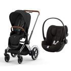 Poussette duo e-Priam 2 Sepia Black châssis Chrome Brown + Cloud G i-Size