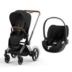 Poussette duo e-Priam 2 Sepia Black châssis Chrome Brown + Cloud T i-Size