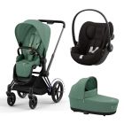 Poussette trio e-Priam 2 Leaf Green châssis Matt Black + Cloud G i-Size + Nacelle