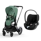 Poussette duo e-Priam 2 Leaf Green châssis Matt Black + Cloud T i-Size