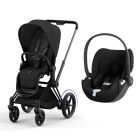 Poussette duo e-Priam 2 Sepia Black châssis Matt Black + Cloud T i-Size