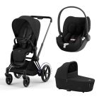 Poussette trio e-Priam 2 Sepia Black châssis Matt Black + Cloud T i-Size + Nacelle