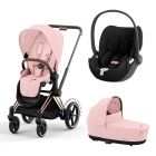 Poussette trio e-Priam 2 Peach Pink châssis Rose Gold + Cloud T i-Size + Nacelle