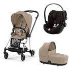 Poussette trio Mios 3 Cozy Beige châssis Chrome Black + Cloud G i-Size + Nacelle Luxe