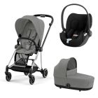 Poussette trio Mios 3 Mirage Grey châssis Chrome Black + Cloud T i-Size + Nacelle Luxe