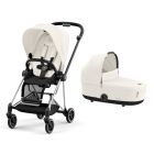 Poussette duo Mios 3 Off White châssis Chrome Black + Nacelle Luxe