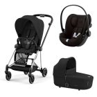 Poussette trio Mios 3 Sepia Black châssis Chrome Black + Cloud G i-Size + Nacelle Luxe