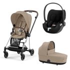 Poussette trio Mios 3 Cozy Beige châssis Chrome Brown + Cloud T i-Size + Nacelle Luxe