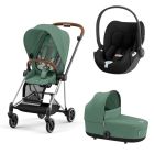 Poussette trio Mios 3 Leaf Green châssis Chrome Brown + Cloud T i-Size + Nacelle Luxe