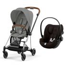 Poussette duo Mios 3 Mirage Grey châssis Chrome Brown + Cloud G i-Size