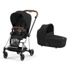 Poussette duo Mios 3 Sepia Black châssis Chrome Brown + Nacelle Luxe