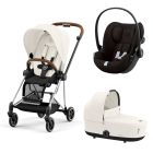 Poussette trio Mios 3 Off White châssis Chrome Brown + Cloud G i-Size + Nacelle Luxe