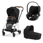Poussette trio Mios 3 Sepia Black châssis Chrome Brown + Cloud T i-Size + Nacelle Luxe