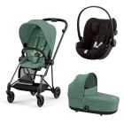 Poussette trio Mios 3 Leaf Green châssis Matt Black + Cloud G i-Size + Nacelle Luxe