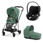 Poussette trio Mios 3 Leaf Green châssis Matt Black + Cloud T i-Size + Nacelle Luxe