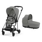 Poussette duo Mios 3 Mirage Grey châssis Matt Black + Nacelle Luxe
