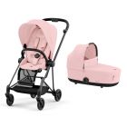 Poussette duo Mios 3 Peach Pink châssis Matt Black + Nacelle Luxe