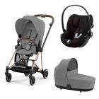 Poussette trio Mios 3 Mirage Grey châssis Rose Gold + Cloud G i-Size + Nacelle Luxe