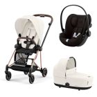 Poussette trio Mios 3 Off White châssis Rose Gold + Cloud G i-Size + Nacelle Luxe