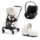 Poussette trio Mios 3 Off White châssis Rose Gold + Cloud T i-Size + Nacelle Luxe