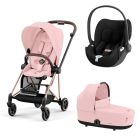 Poussette trio Mios 3 Peach Pink châssis Rose Gold + Cloud T i-Size + Nacelle Luxe