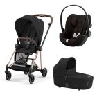 Poussette trio Mios 3 Sepia Black châssis Rose Gold + Cloud G i-Size + Nacelle Luxe