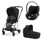 Poussette trio Mios 3 Sepia Black châssis Rose Gold + Cloud T i-Size + Nacelle Luxe