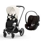 Poussette duo Priam 4 Off White châssis Chrome Black + Siège auto Cloud G i-Size