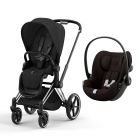 Poussette duo Priam 4 Sepia Black châssis Chrome Black + Siège auto Cloud G i-Size
