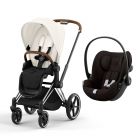 Poussette duo Priam 4 Off White châssis Chrome Brown + Siège auto Cloud G i-Size