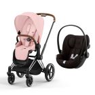 Poussette duo Priam 4 Peach Pink châssis Chrome Brown + Siège auto Cloud G i-Size