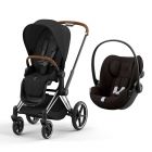 Poussette duo Priam 4 Sepia Black châssis Chrome Brown + Siège auto Cloud G i-Size