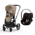 Poussette duo Priam 4 Cozy Beige châssis Matt Black + Siège auto Cloud G i-Size