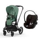 Poussette duo Priam 4 Leaf Green châssis Matt Black + Siège auto Cloud G i-Size