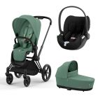 Poussette trio Priam 4 Leaf Green châssis Matt Black + Cloud T i-Size + Nacelle Luxe