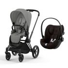 Poussette duo Priam 4 Mirage Grey châssis Matt Black + Siège auto Cloud G i-Size