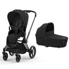 Poussette duo Priam 4 Sepia Black châssis Matt Black + Nacelle Luxe