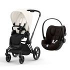 Poussette duo Priam 4 Off White châssis Matt Black + Siège auto Cloud G i-Size